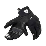 Black gloves with a brand logo on a white background