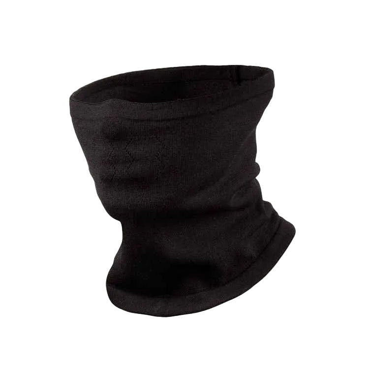Black neck gaiter on a light gray background