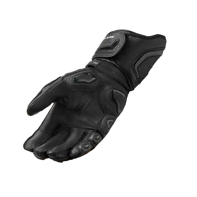 Black motorcycle glove on a white background