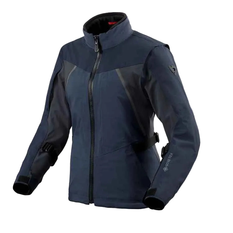 Blue and black jacket on a light gray background