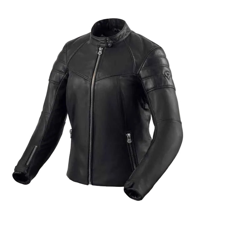 Black leather jacket on a white background