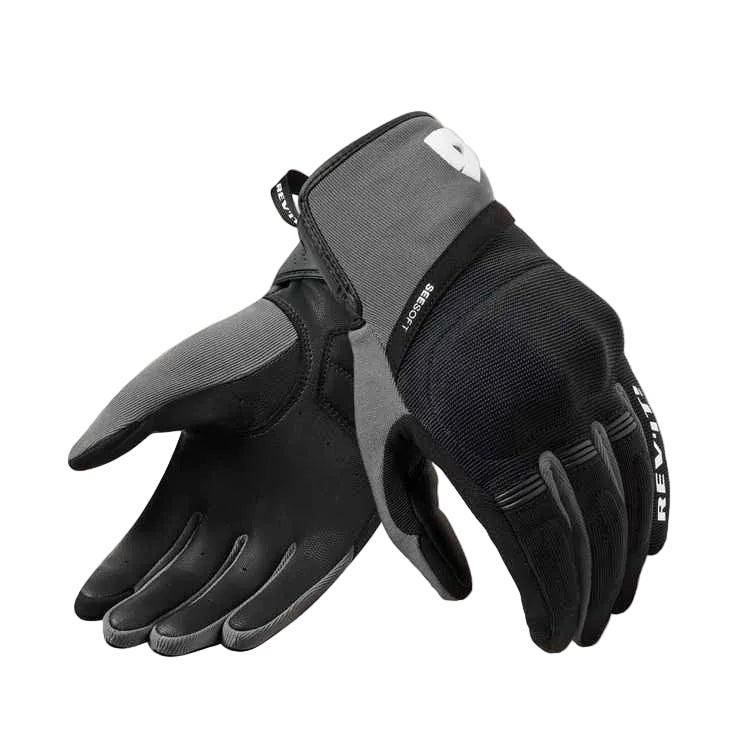 Pair of black and gray gloves on a white background
