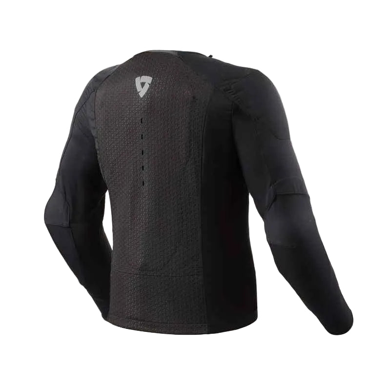 Black motorcycle jacket on a light gray background