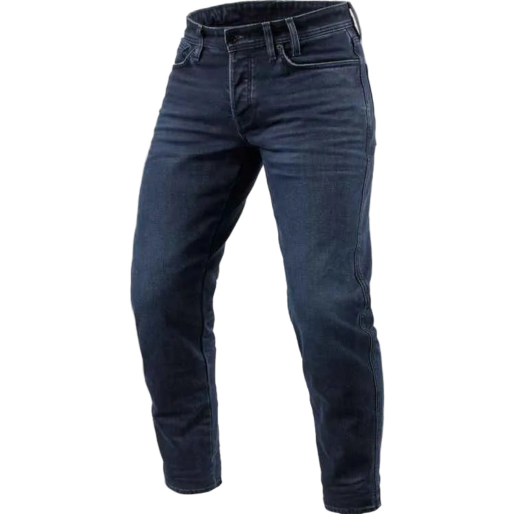 Pair of dark blue jeans on a white background