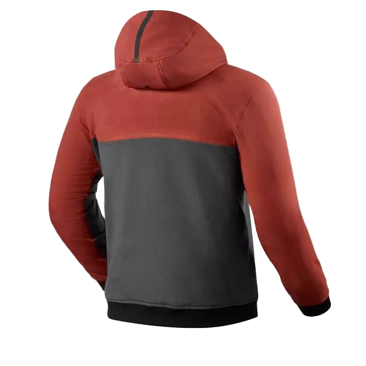 Two-tone red and gray jacket on a white background