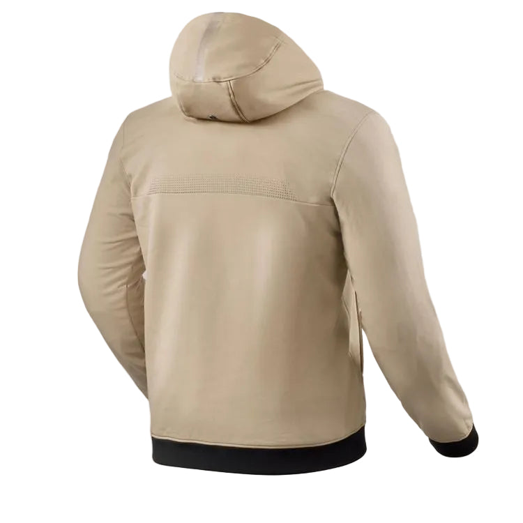 Beige jacket with a hood on a light gray background