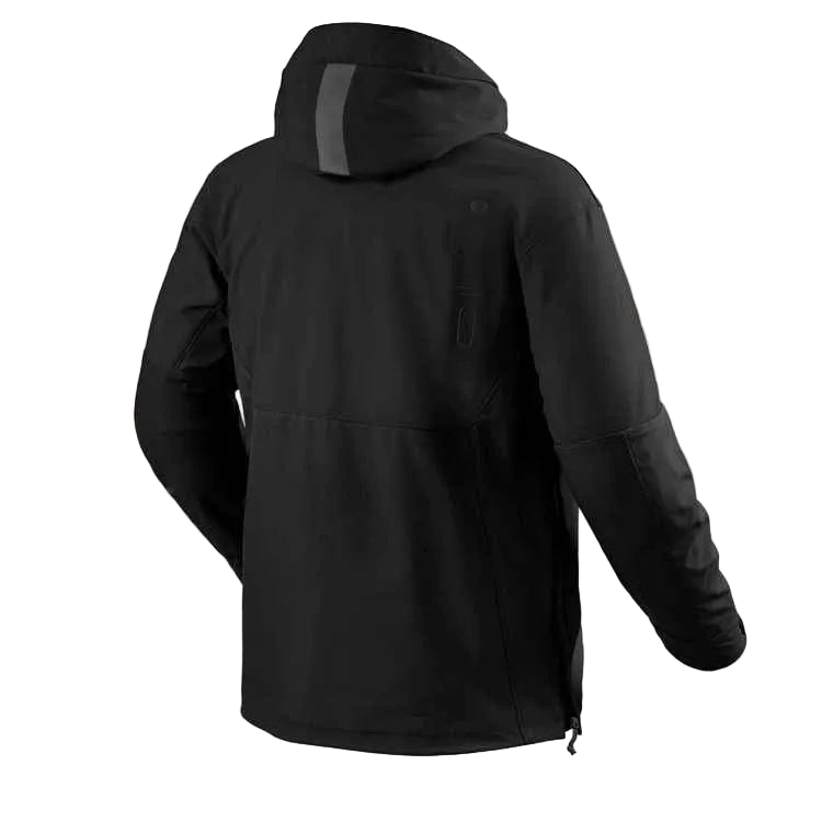 Black jacket shown from the back on a light gray background