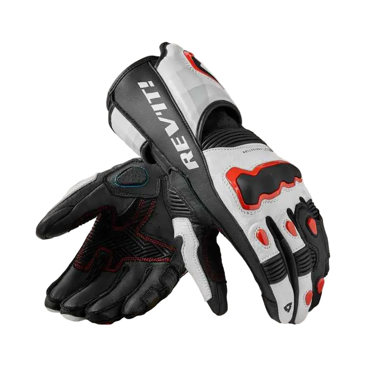 Pair of Rev'it motorcycle gloves on a white background