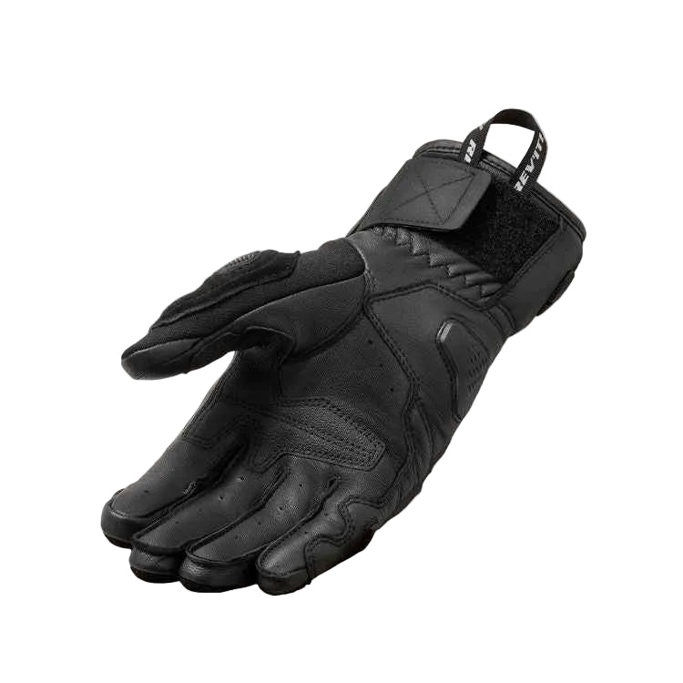 Black motorcycle glove on a white background