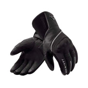 Black gloves with brand logo on a white background