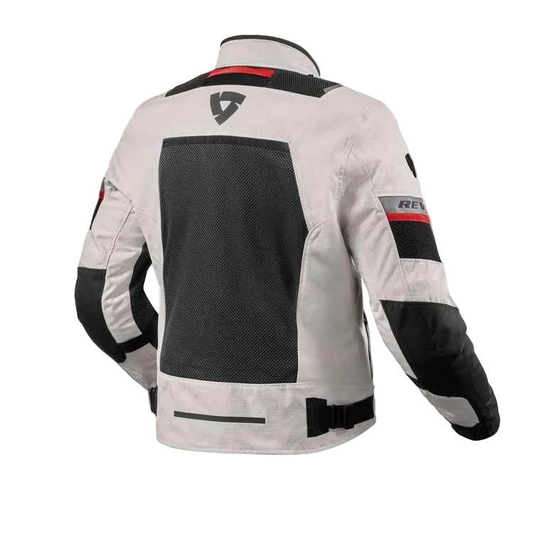 Motorcycle jacket with a brand logo on a white background