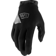 Black glove with a gray patch featuring the '100%' logo on a white background