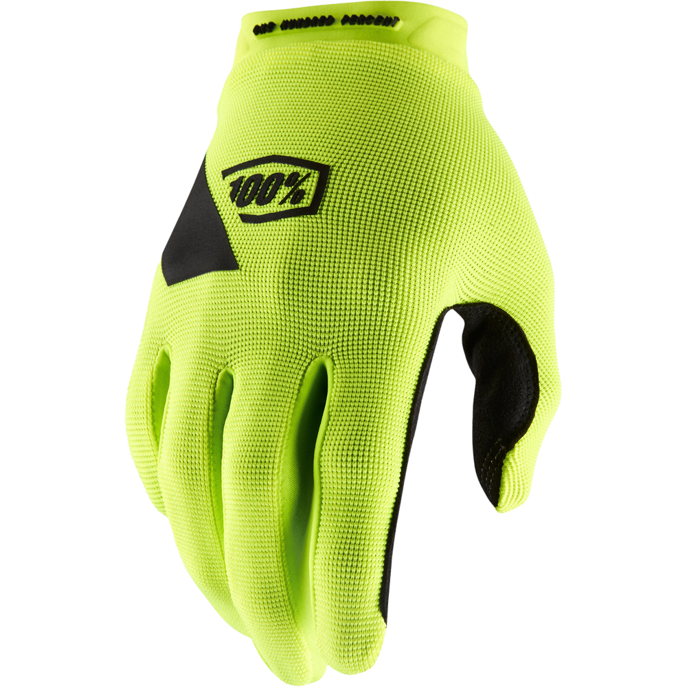 Bright yellow glove with black accents on a white background