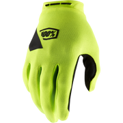 Bright yellow glove with black accents on a white background