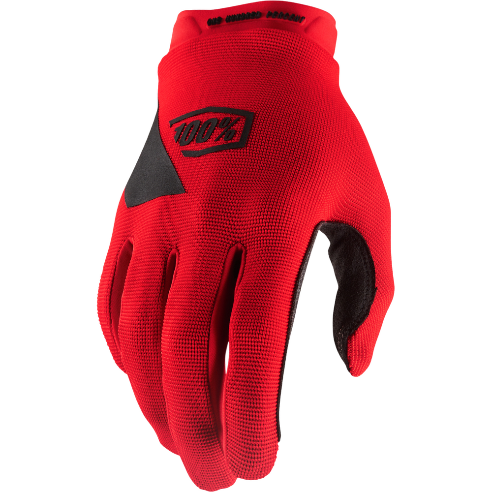 Red glove with black accents on a white background