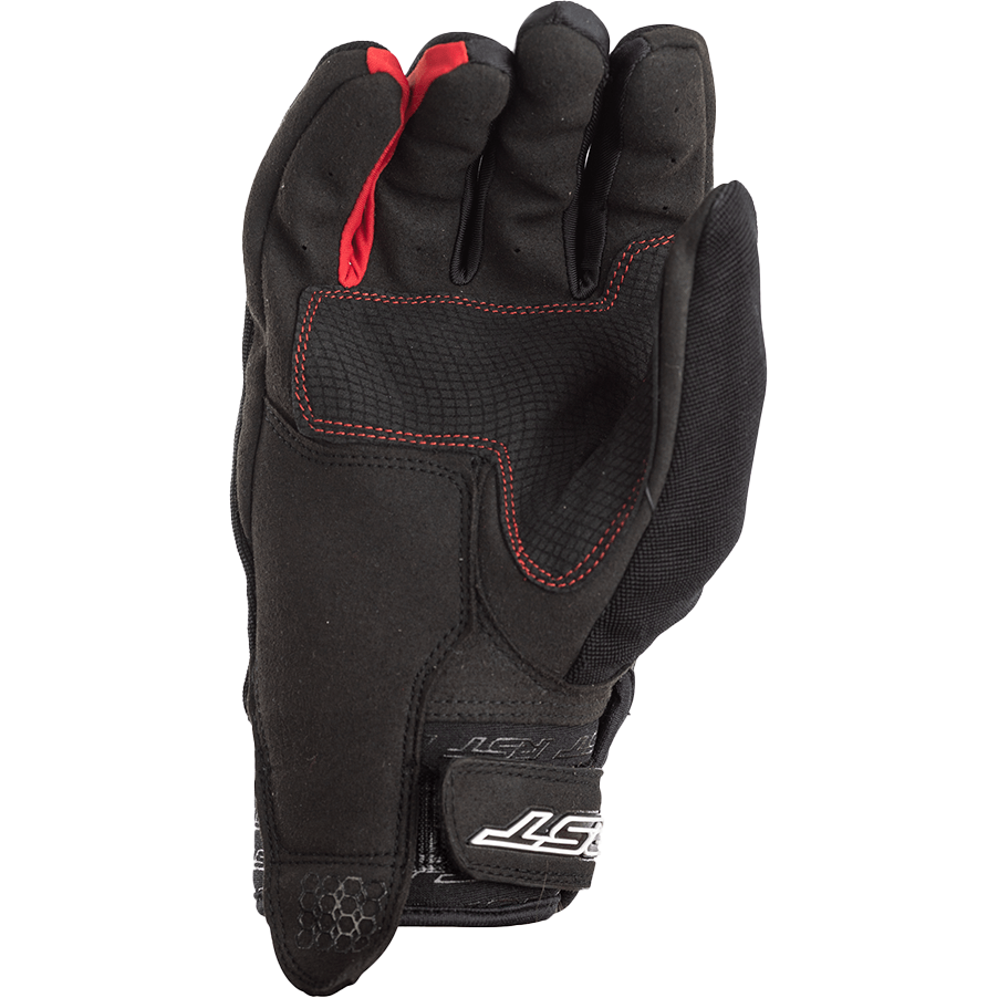 Black glove with red accents on a white background