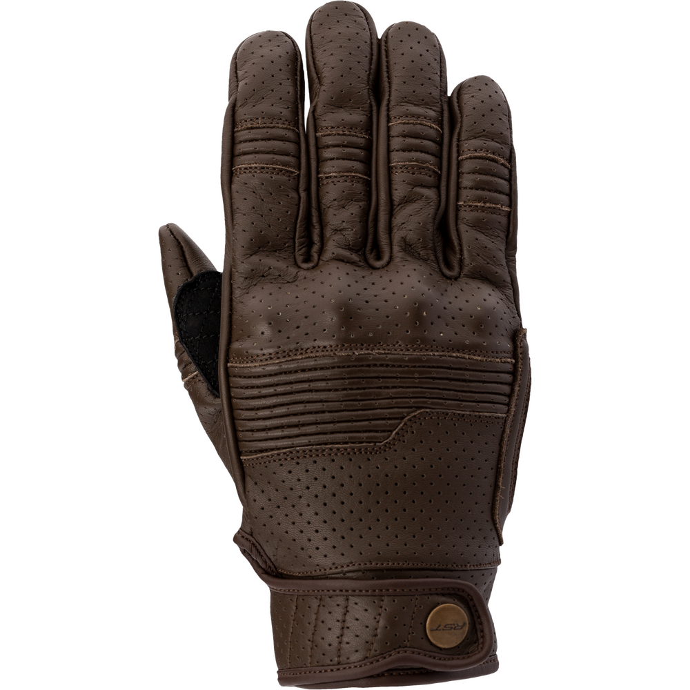 Brown leather glove on a white background