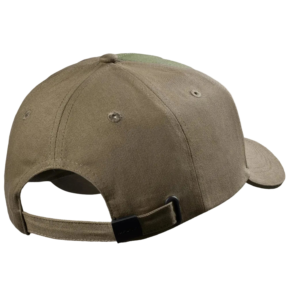 Back view of the green adjustable, everyday classic cotton baseball cap with the Revit logo. 