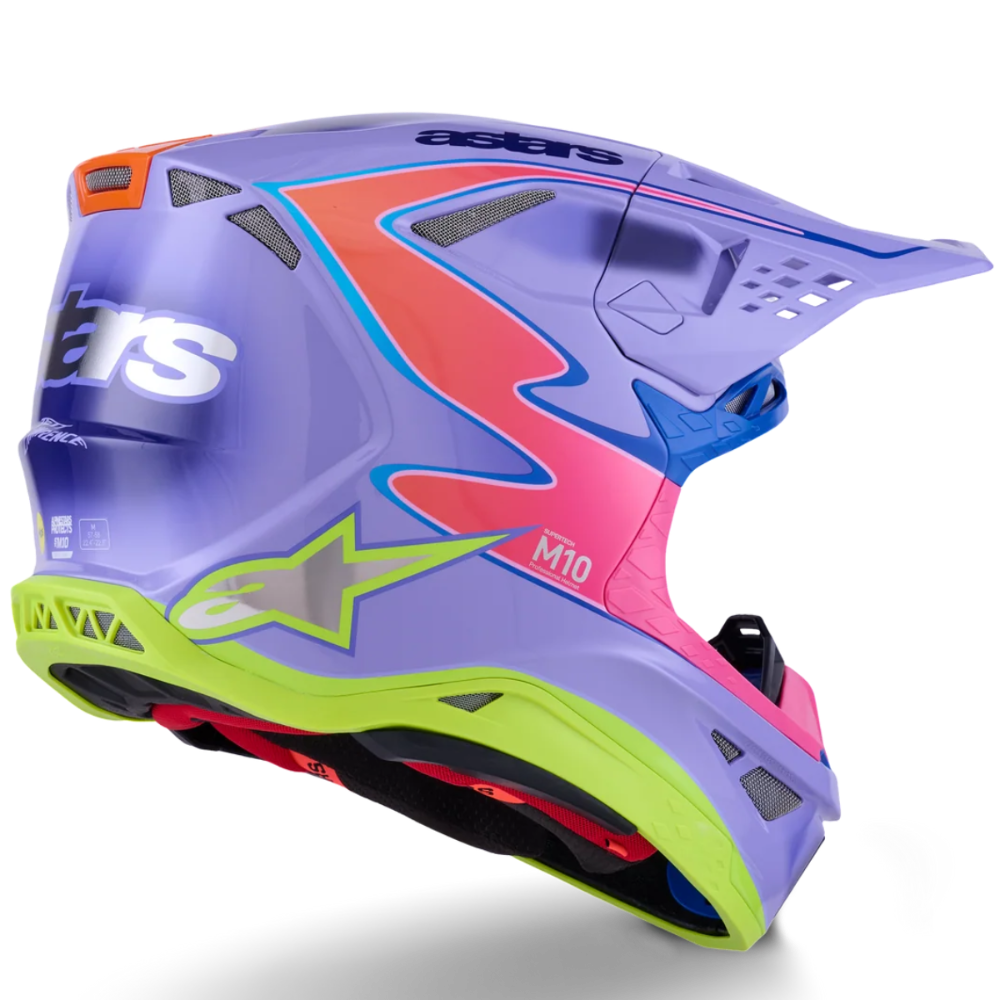 Colorful helmet with a brand logo on a white background