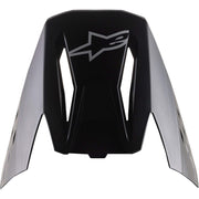 Black motorcycle Peak Visor with a logo on a white background