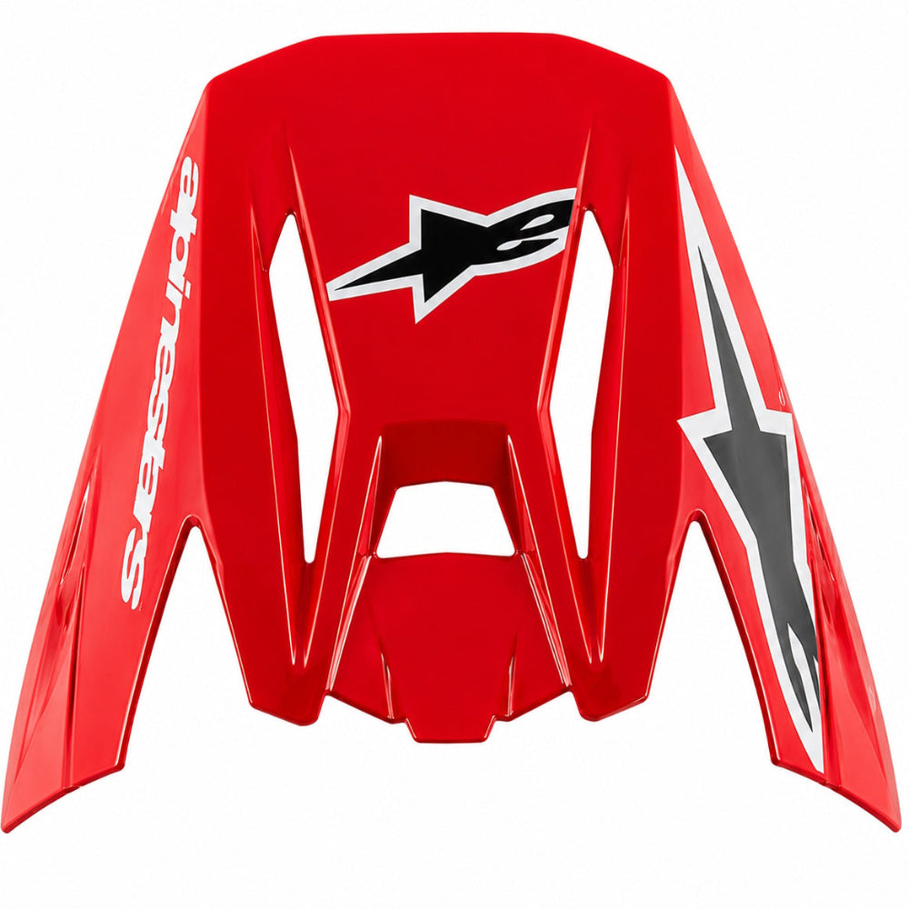 Red motorcycle Peak Visor with a logo on a white background