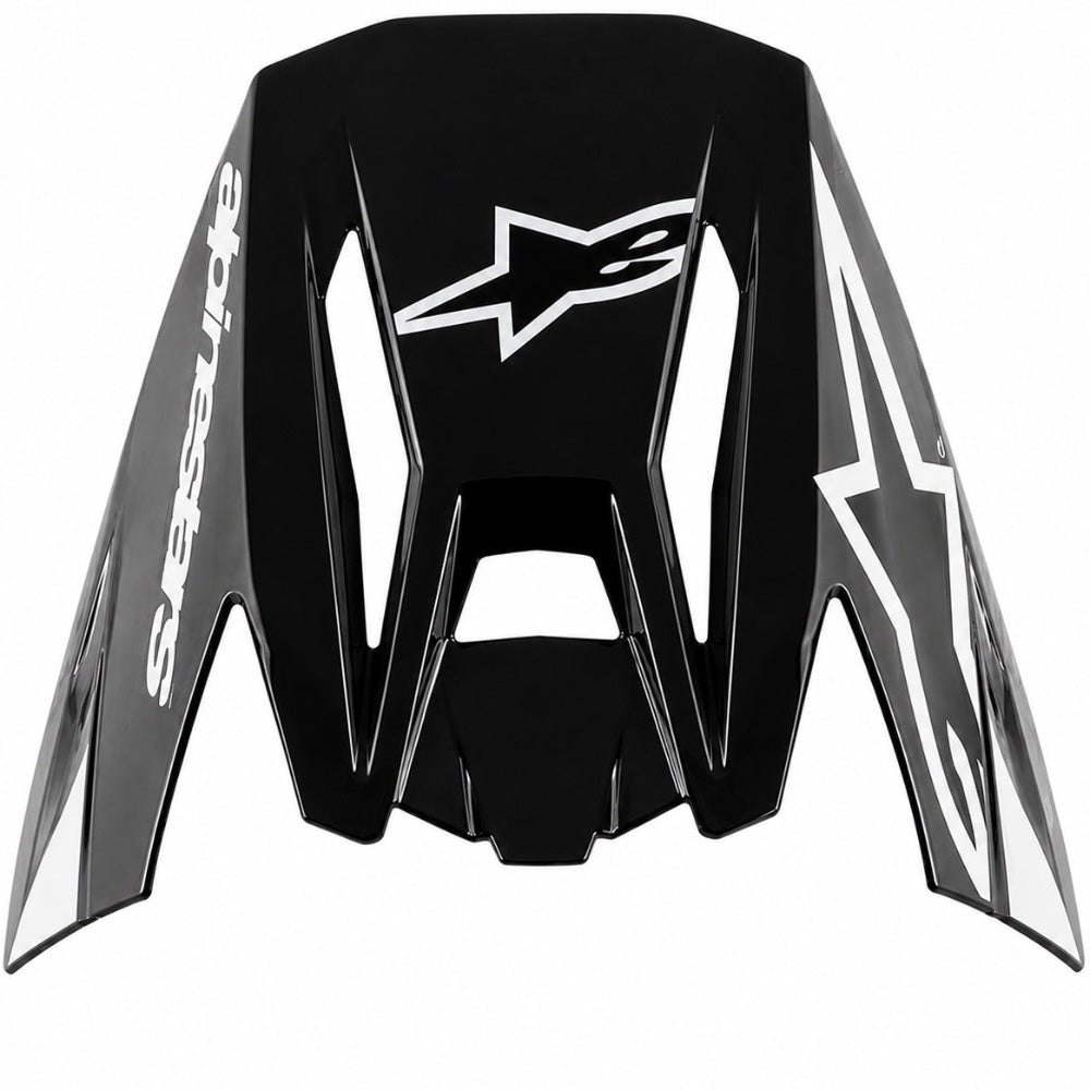 Dark Grey motorcycle Peak Visor with a logo on a white background