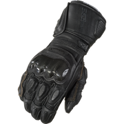Black motorcycle glove on a white background