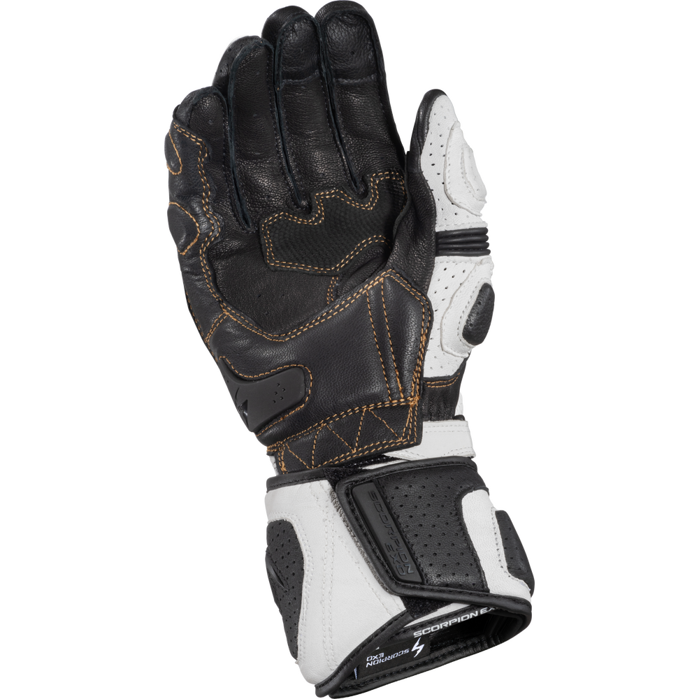Black and white motorcycle glove on a white background