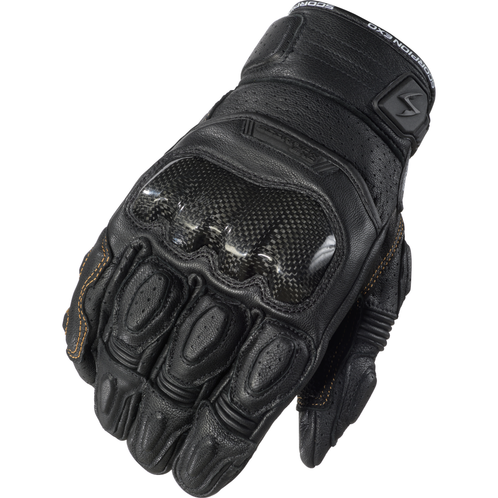 Black motorcycle glove on a white background