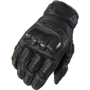 Black motorcycle glove on a white background