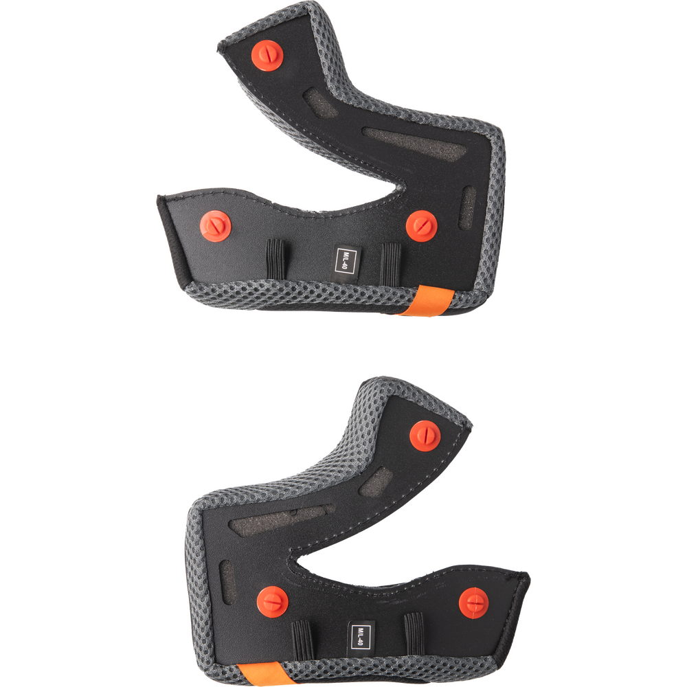 Two black and gray protective camera covers with orange accents, shown on a plain white background.
