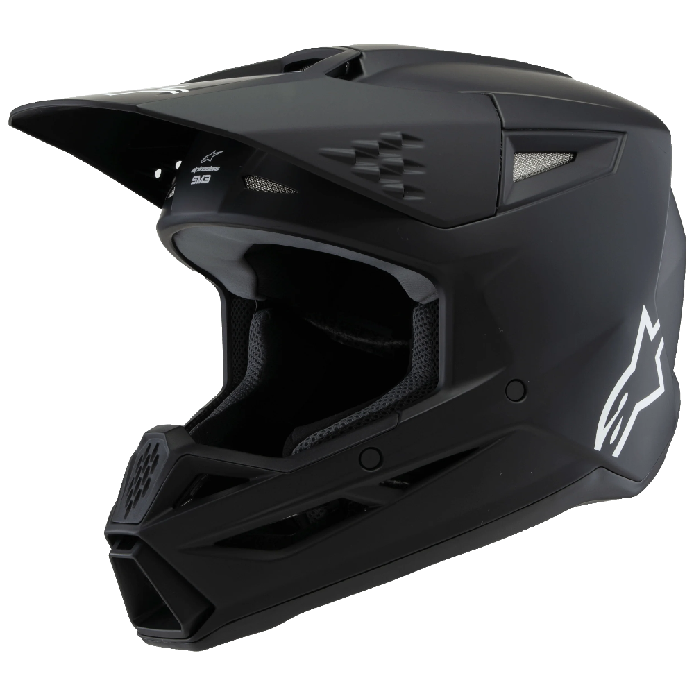 Black motorcycle helmet with a brand logo on a white background