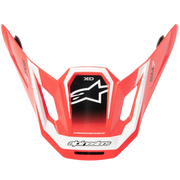 Alpinestars SM Red motocross helmet visor with white and black accents, featuring the Alpinestars logo on the front and side panels.