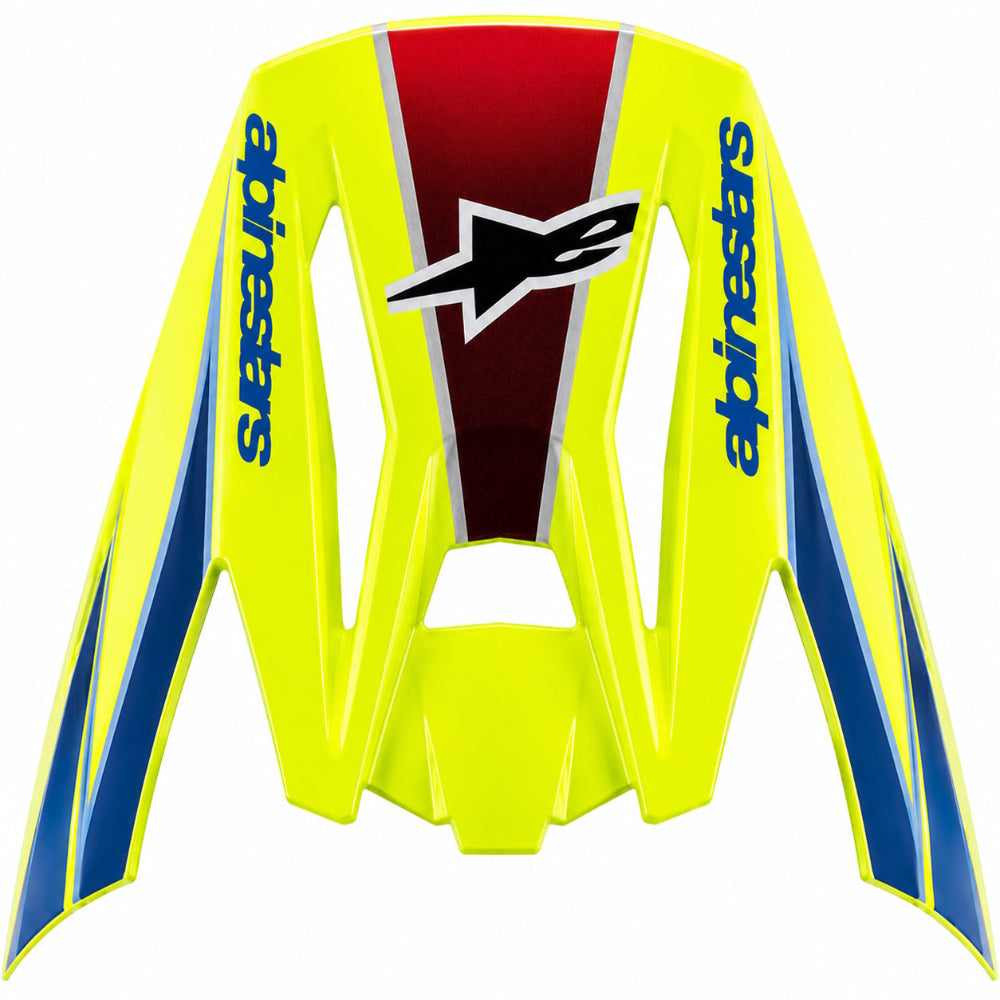 Motorcycle peak visor  with Alpinestars branding on a white background