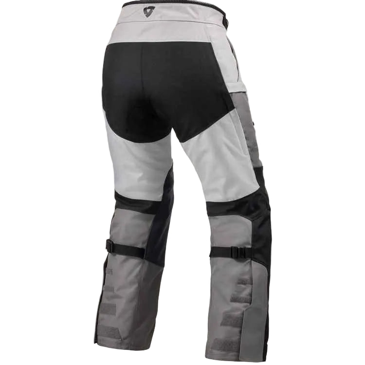 Gray and black motorcycle pants on a white background