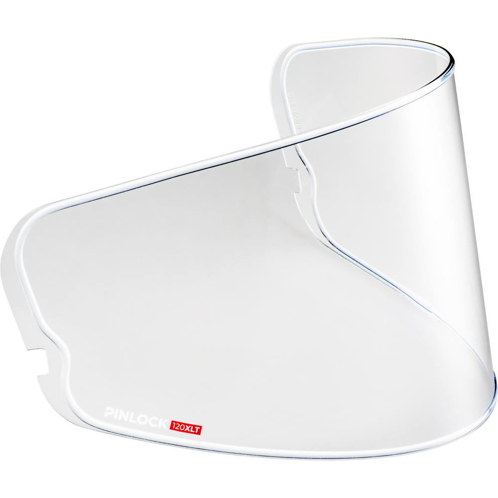 Clear protective visor with a brand logo on a white background