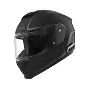 A matte black full-face motorcycle helmet with a clear visor, featuring the brand name 'AENA' on the side, shown against a plain white background.