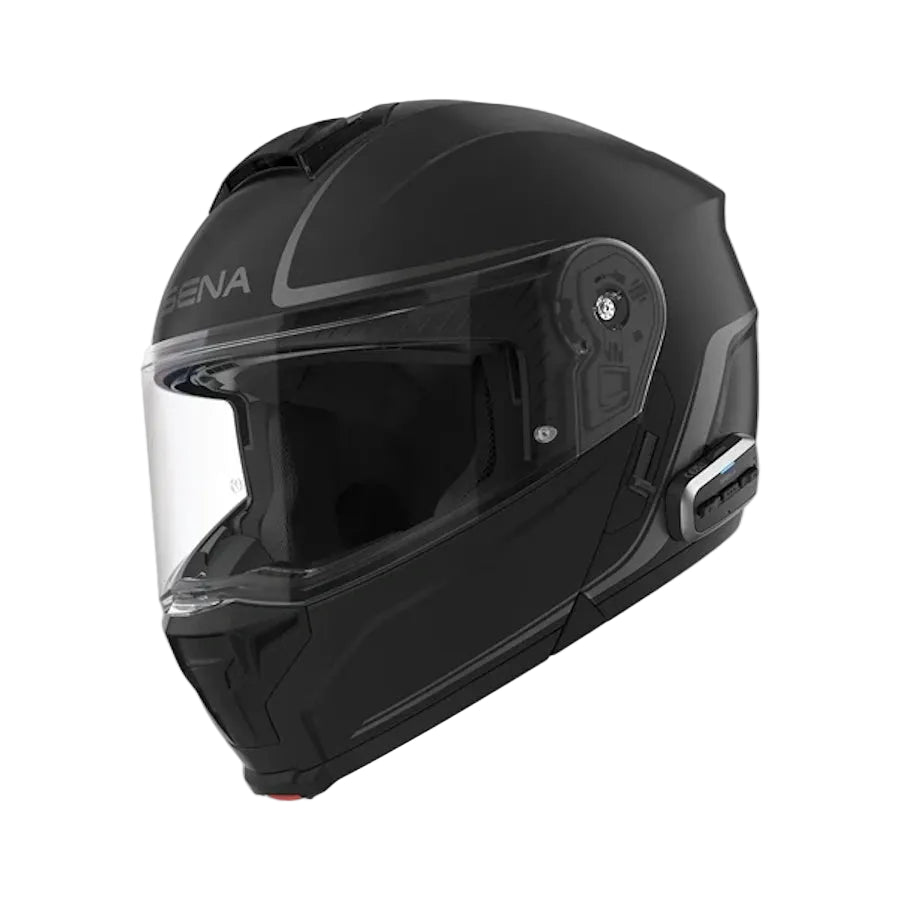 A matte black full-face motorcycle helmet with a clear visor, featuring the brand name 'AENA' on the side, shown against a plain white background.