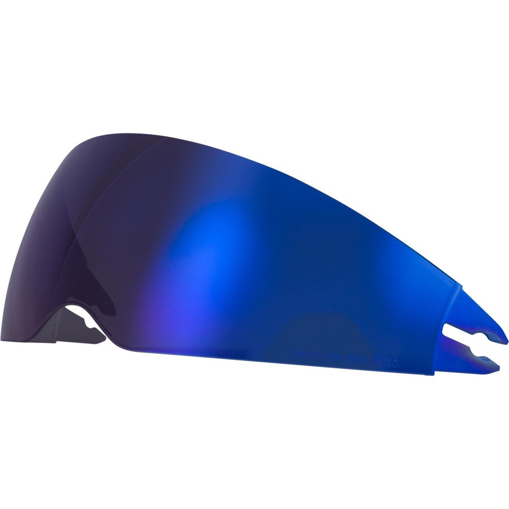Blue motorcycle windshield on a white background