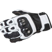 Black and white motorcycle glove on a white background