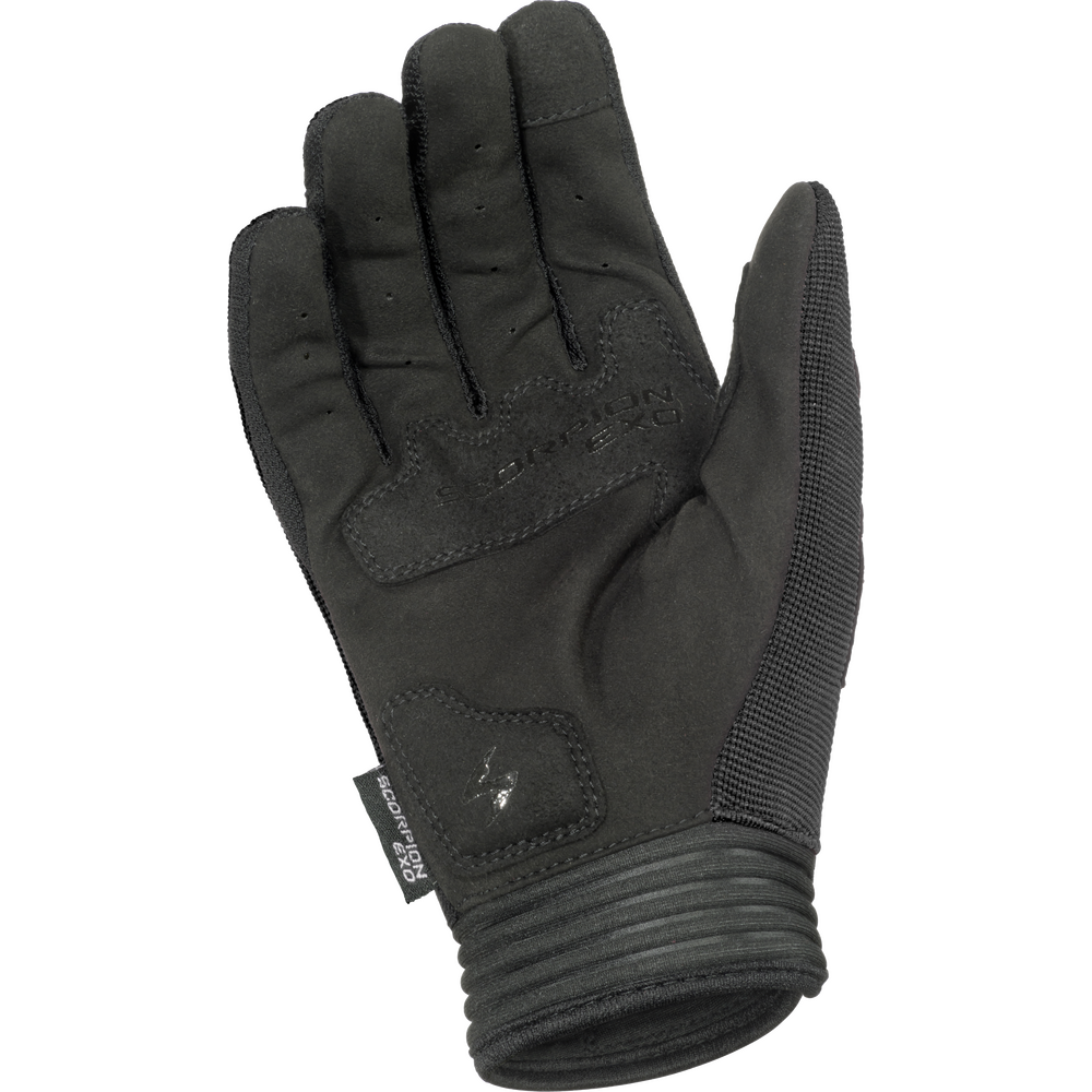 Black tactical glove on a white background
