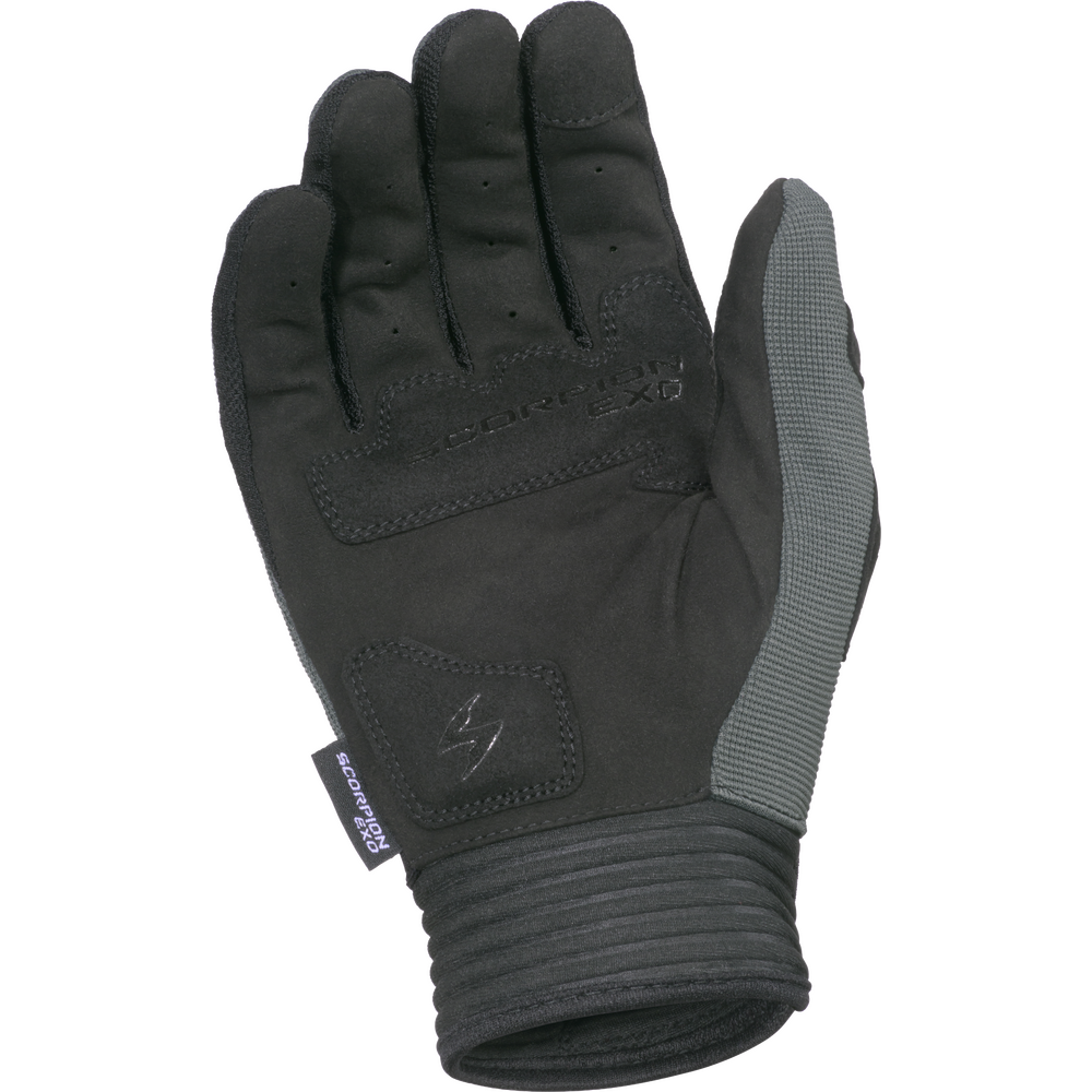 Black glove with a brand label on a white background