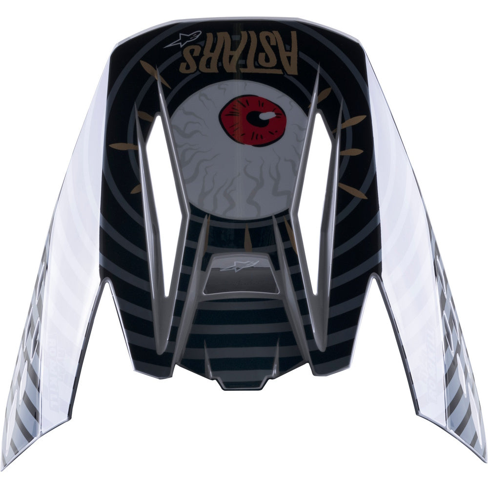 Motorcycle peak visor with 'Astar' branding on a white background