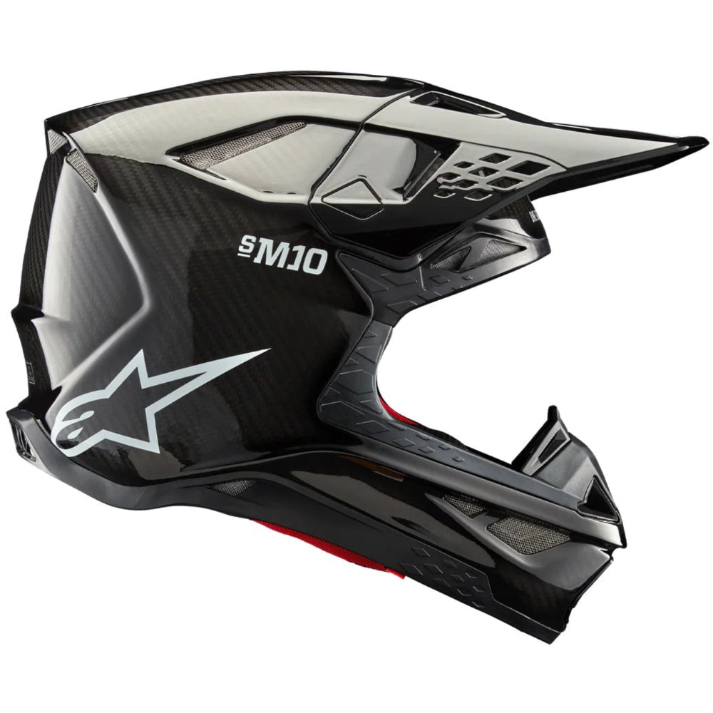Black and white helmet with 'Alpinestars' logo on a white background
