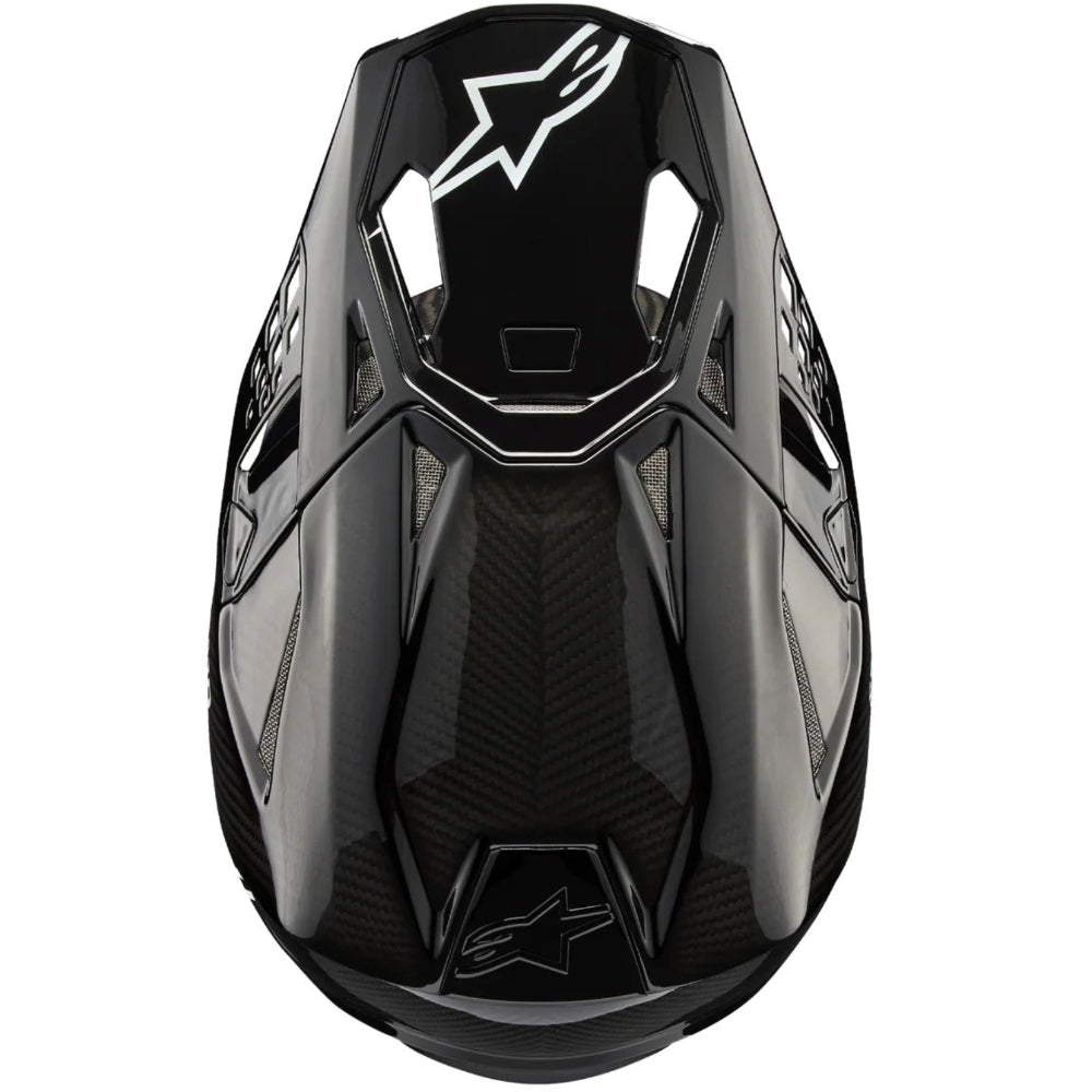 Black motorcycle helmet with a brand logo on a white background