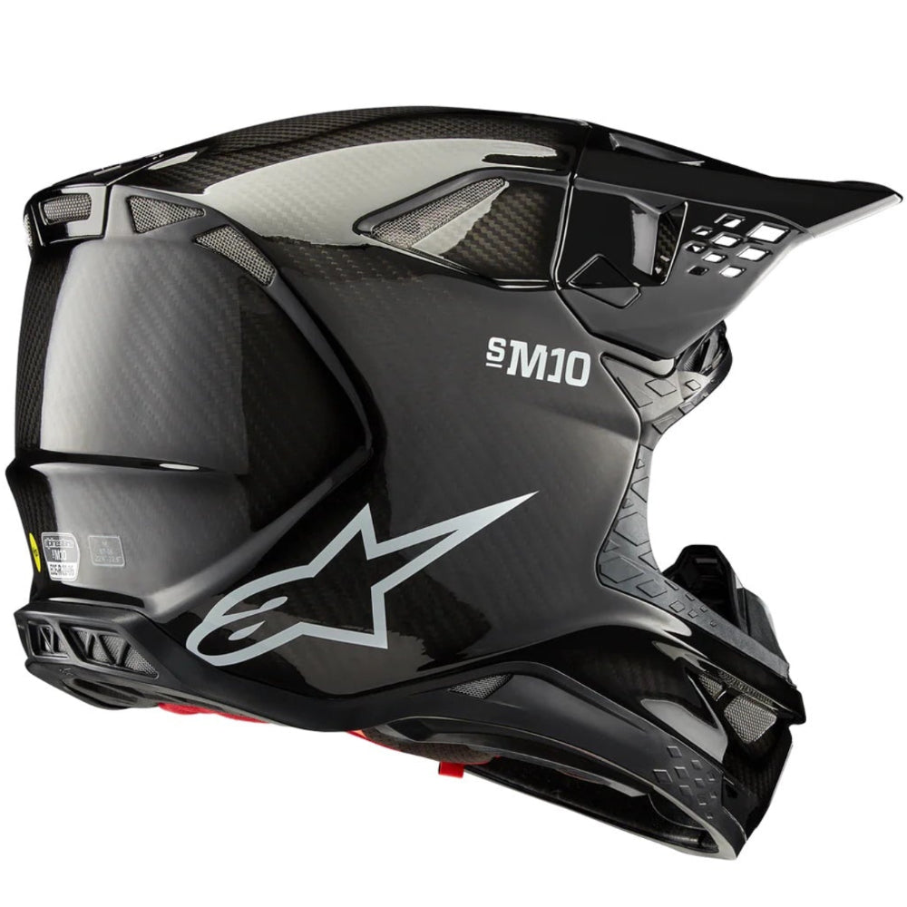 Black motorcycle helmet with brand logo on a white background