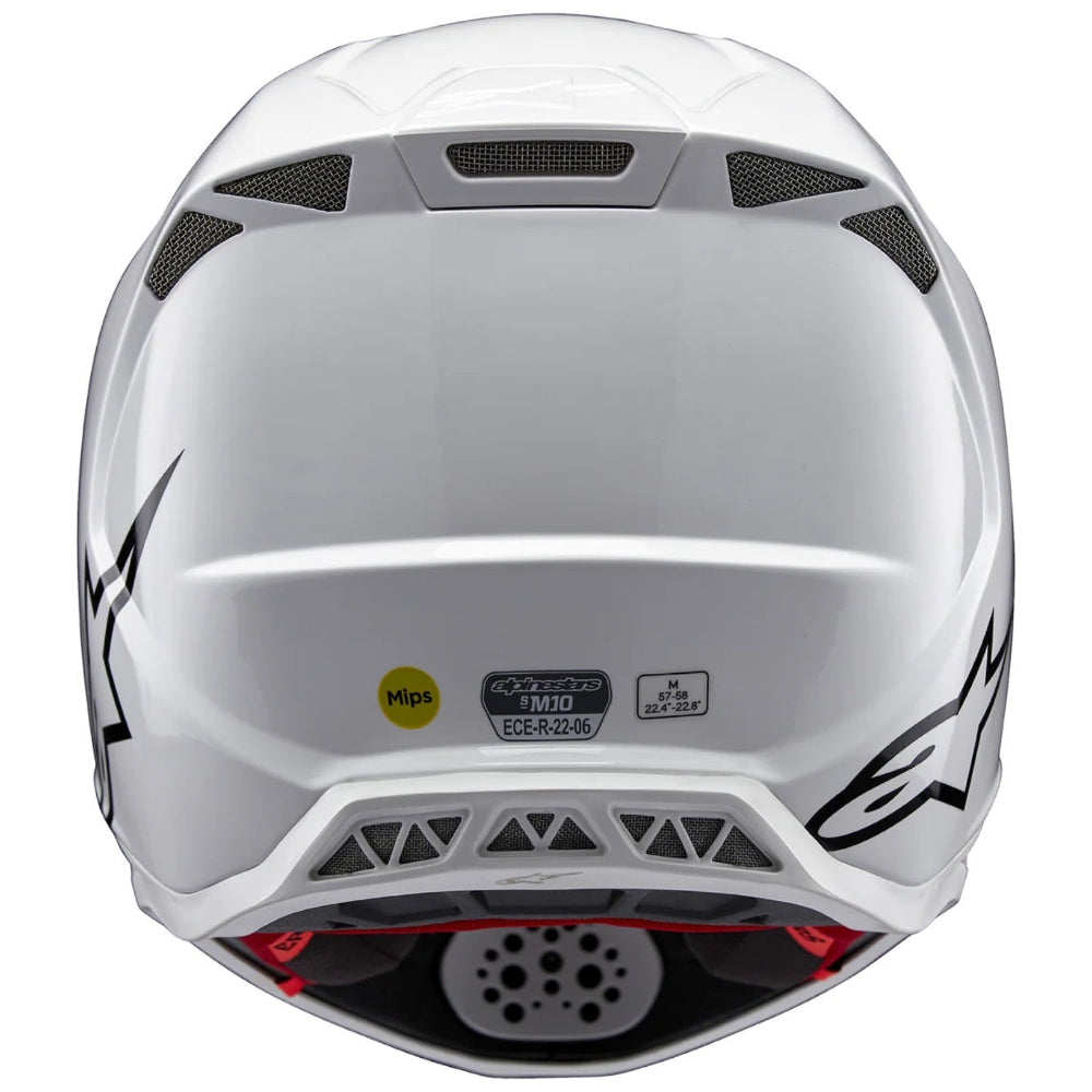 White motorcycle helmet with black accents on a white background