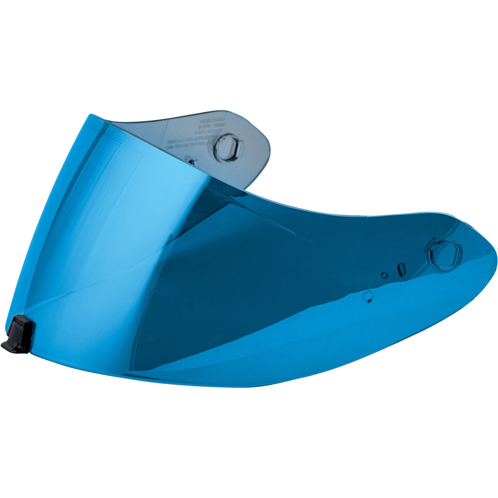 Blue motorcycle visor on a white background