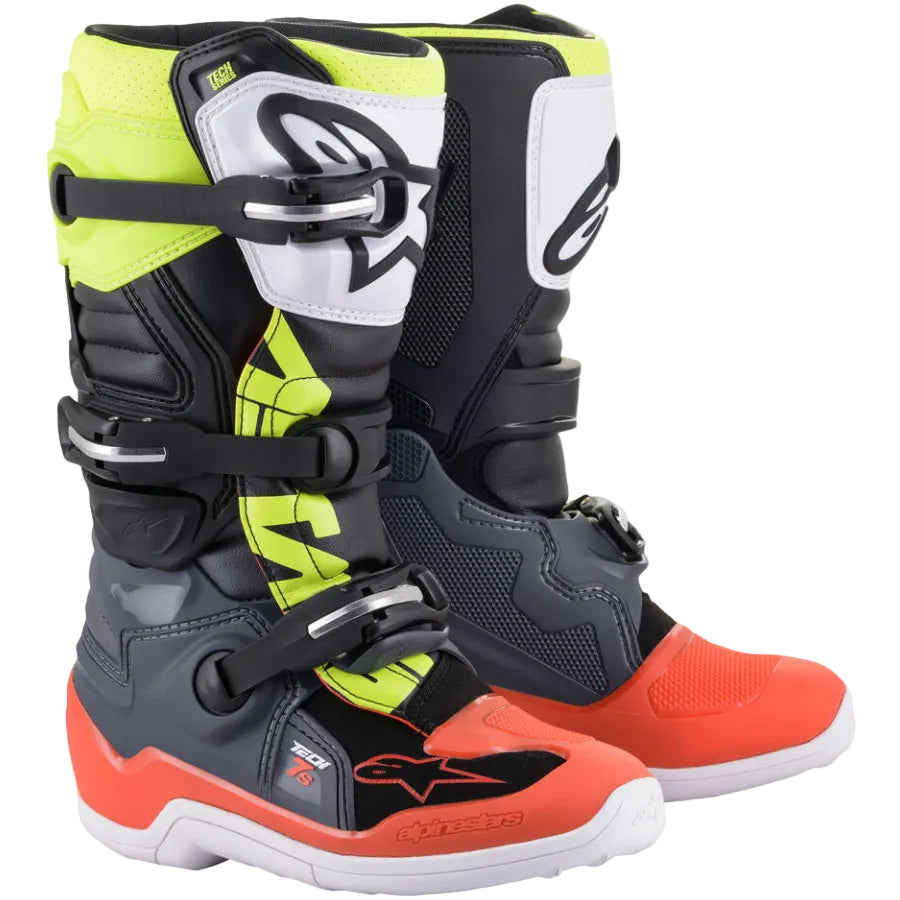 TECH 7S BOOTS DARK GREY/ RED FLUO/YELLOW FLUO