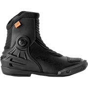 A black RST motorcycle boot with a dial closure system and an orange D30 label, shown from a side profile on a white background.
